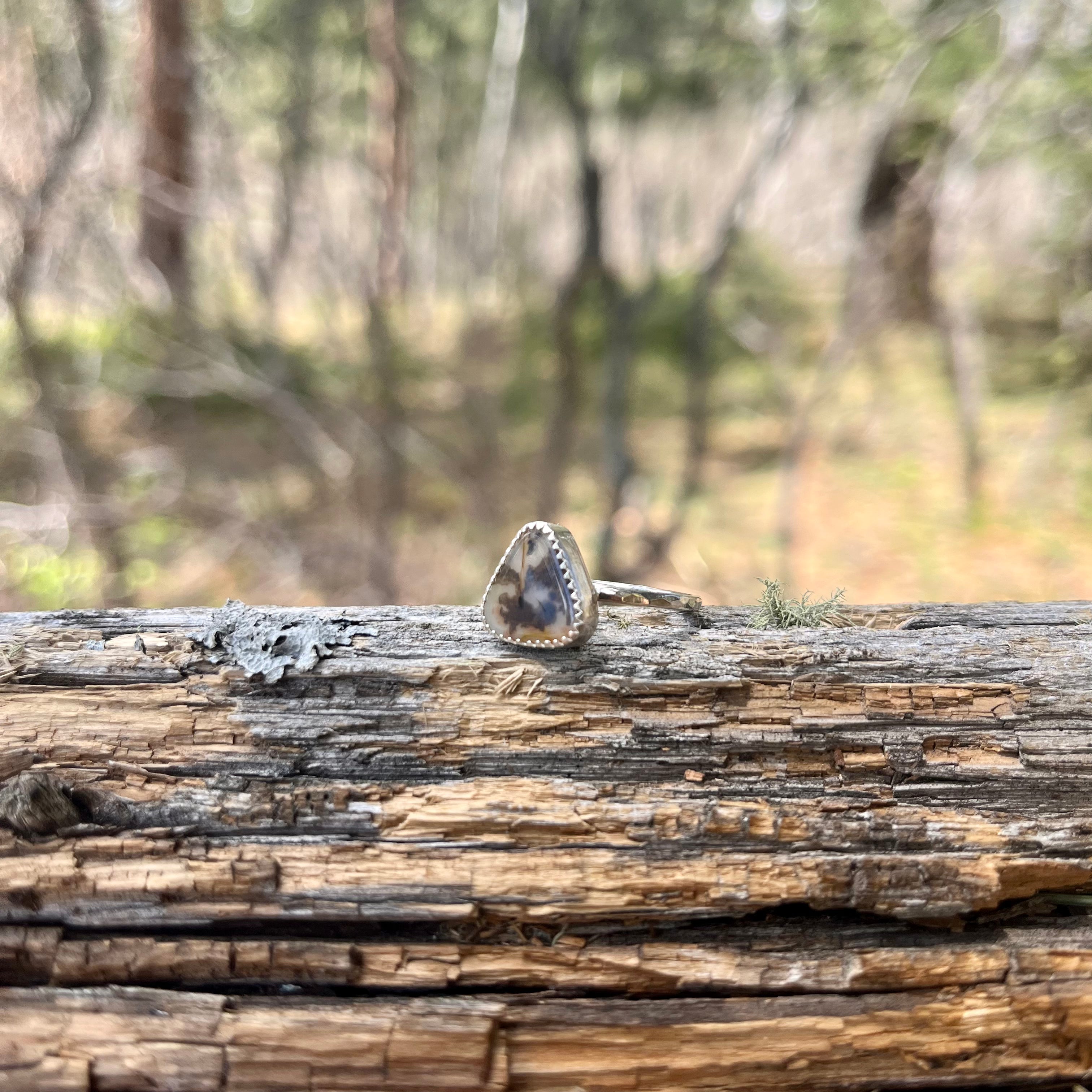 Triangle Dendritic Agate Ring